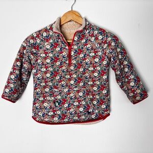 Mini Boden Fleece Lined FLoral 1/2 Zip Pullover Sweatshirt Size 6/7 yrs